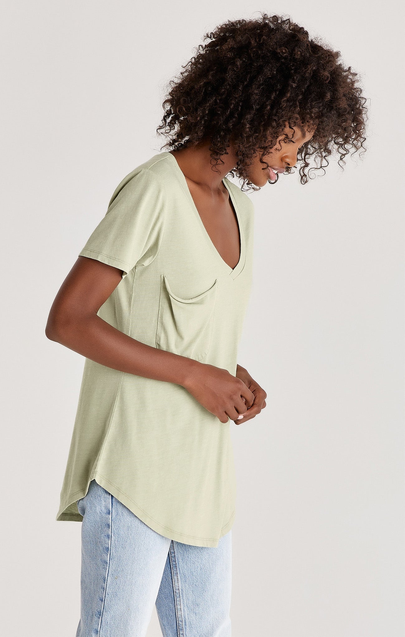 Z Supply Pistachio V-Neck Short Sleeve Top