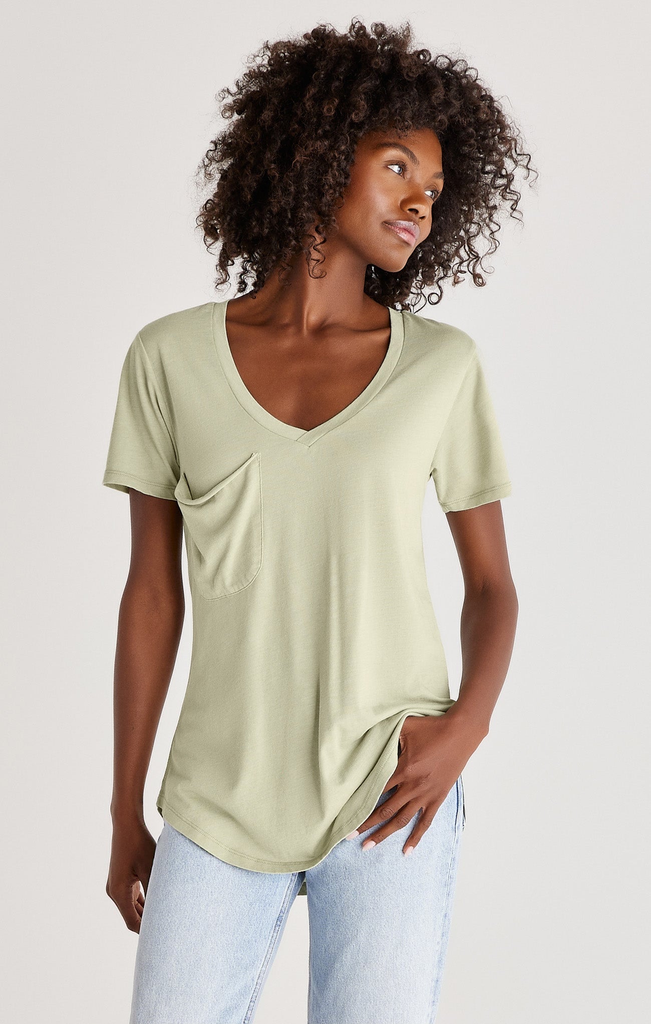 Z Supply Pistachio V-Neck Short Sleeve Top