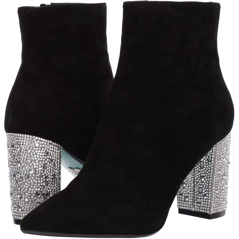 Betsey Johnson Black Suede Rhinestone Bootie