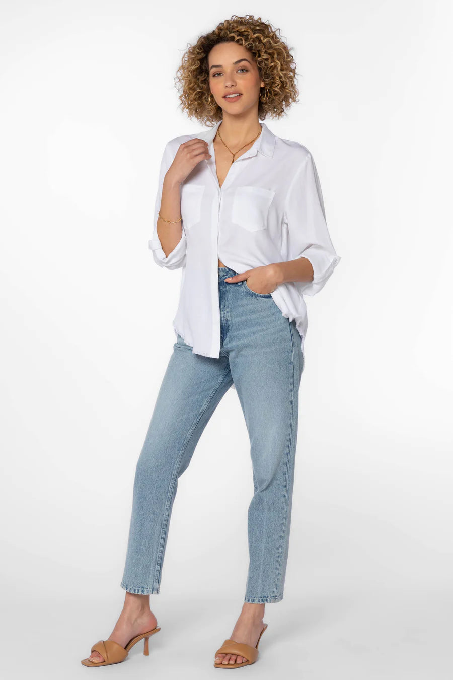Velvet Heart Riley White Frayed Hem