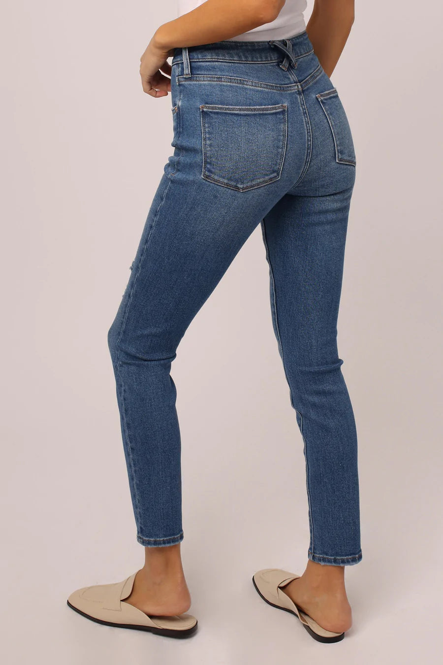 DEAR JOHN DENIM OLIVIA SUPER HIGH RISE ANKLE SKINNY JEANS