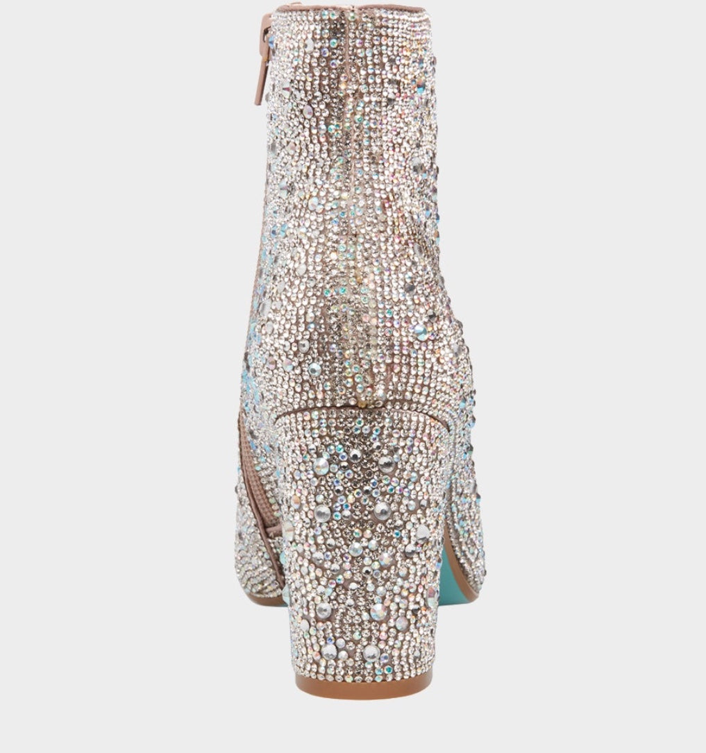 Betsey Johnson Silver Rhinestone Bootie