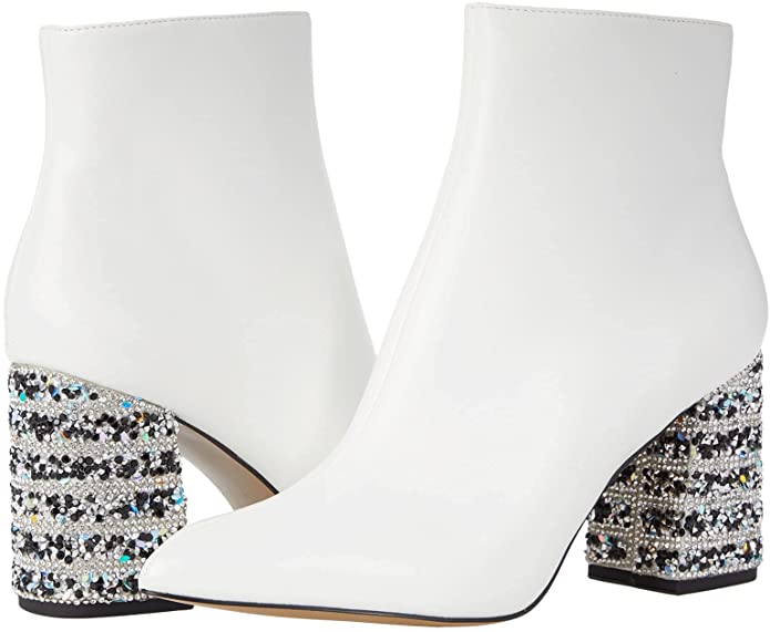 Betsey Johnson White Multi Rhinestone Bootie