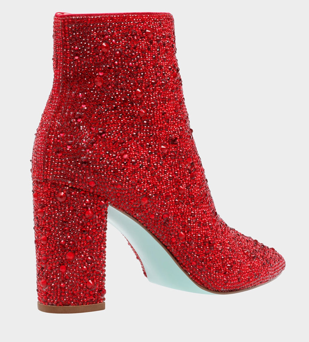 Betsey Johnson Red Rhinestone Bootie