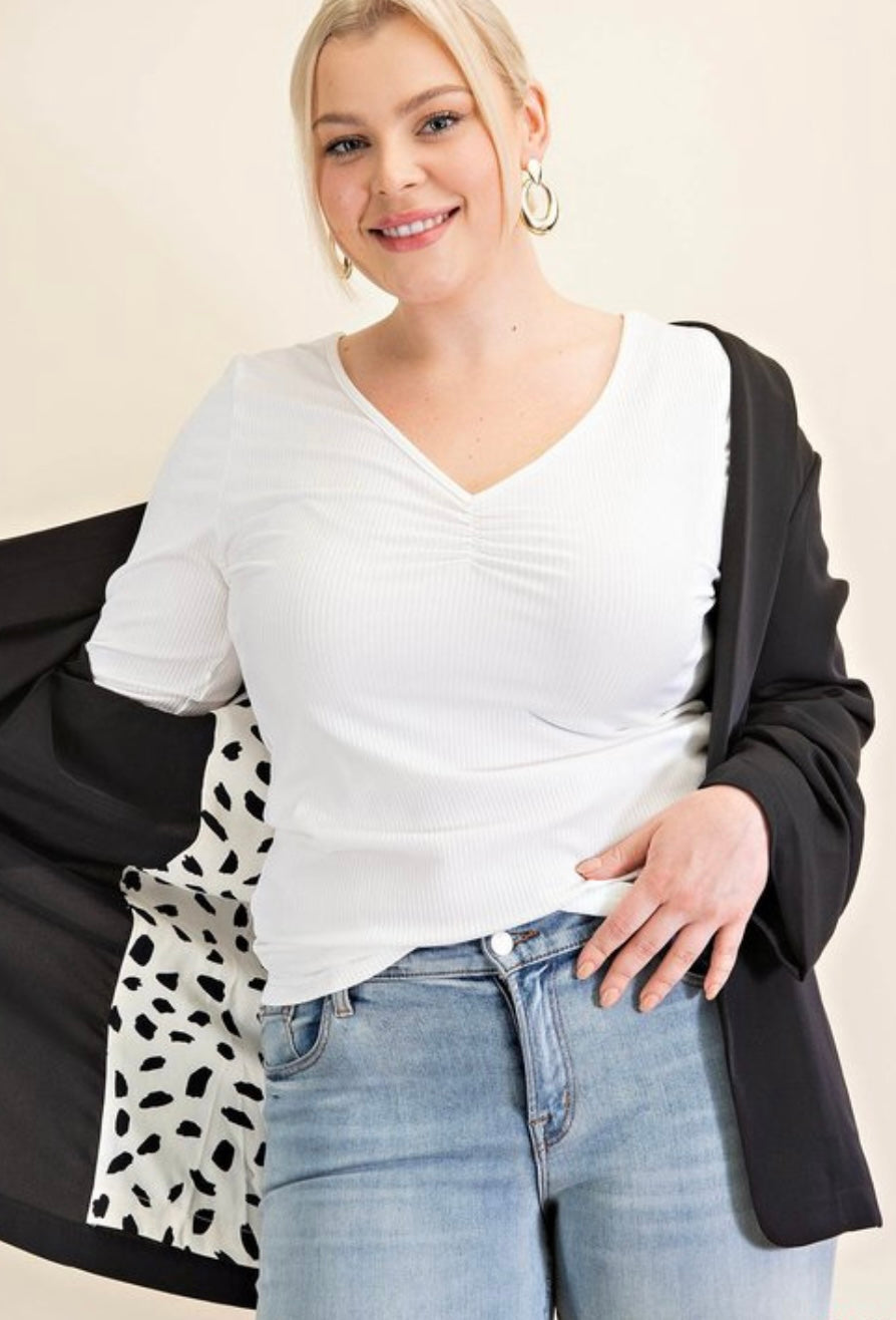 Kori Plus Size Black Ruched Blazer