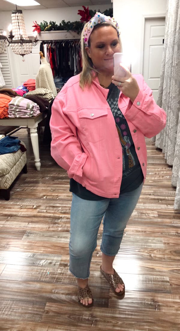 Smiley Patch Pink Shacket