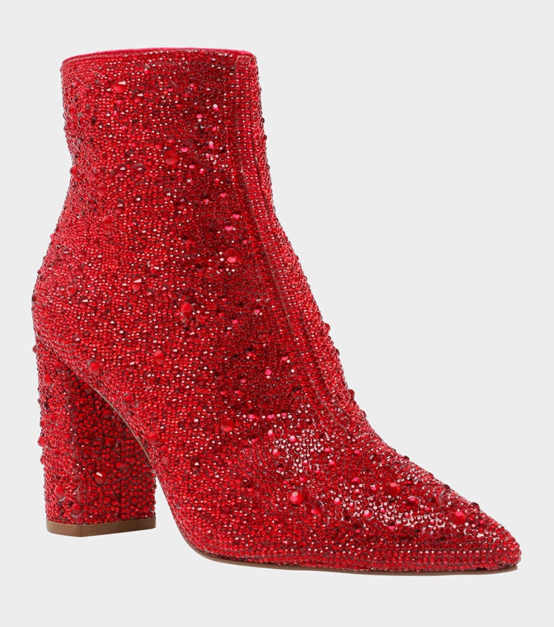 Betsey Johnson Red Rhinestone Bootie