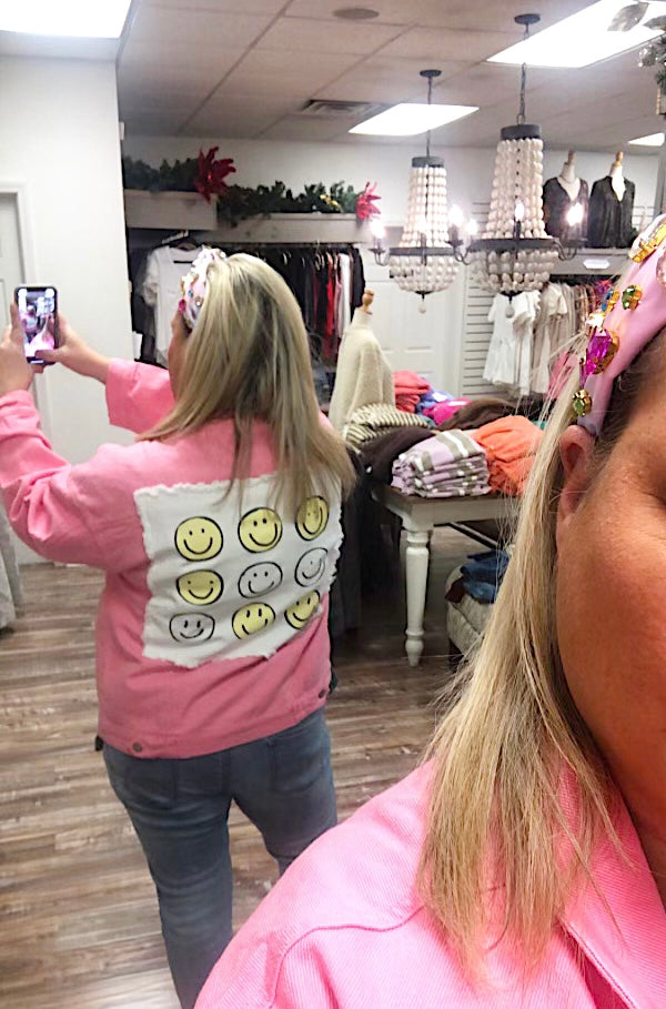 Smiley Patch Pink Shacket