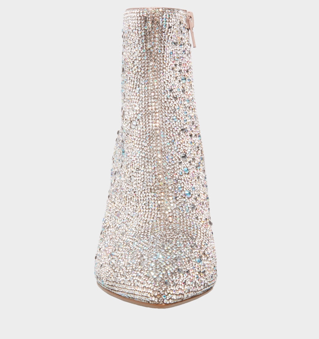 Betsey Johnson Silver Rhinestone Bootie