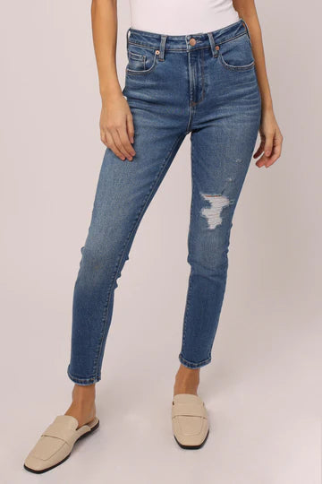 DEAR JOHN DENIM OLIVIA SUPER HIGH RISE ANKLE SKINNY JEANS