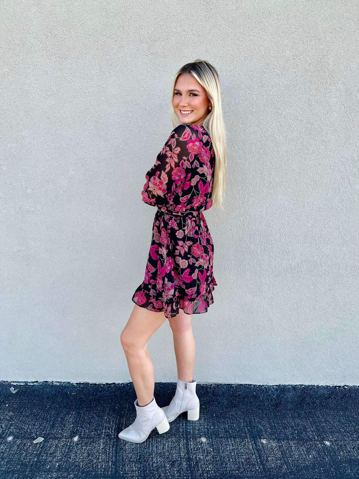 Cranberry Bloom Mini Dress