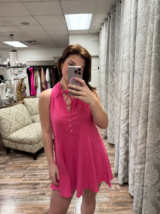 Hot Pink Halter Dress