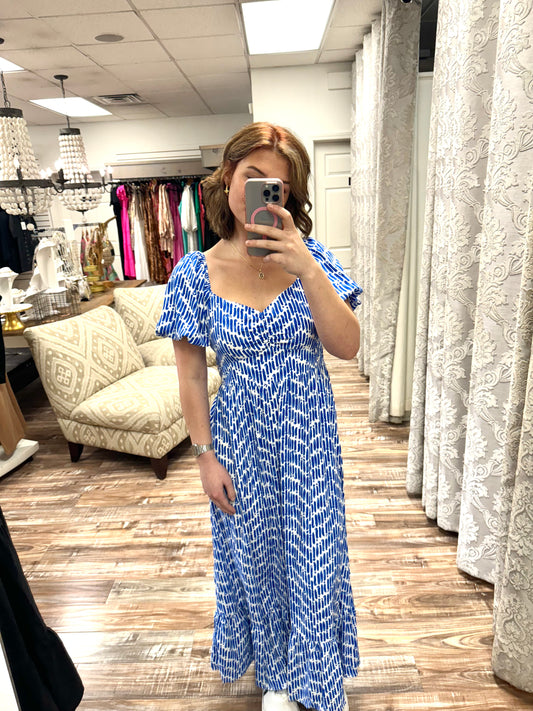 Blue Maxi Printed Dress