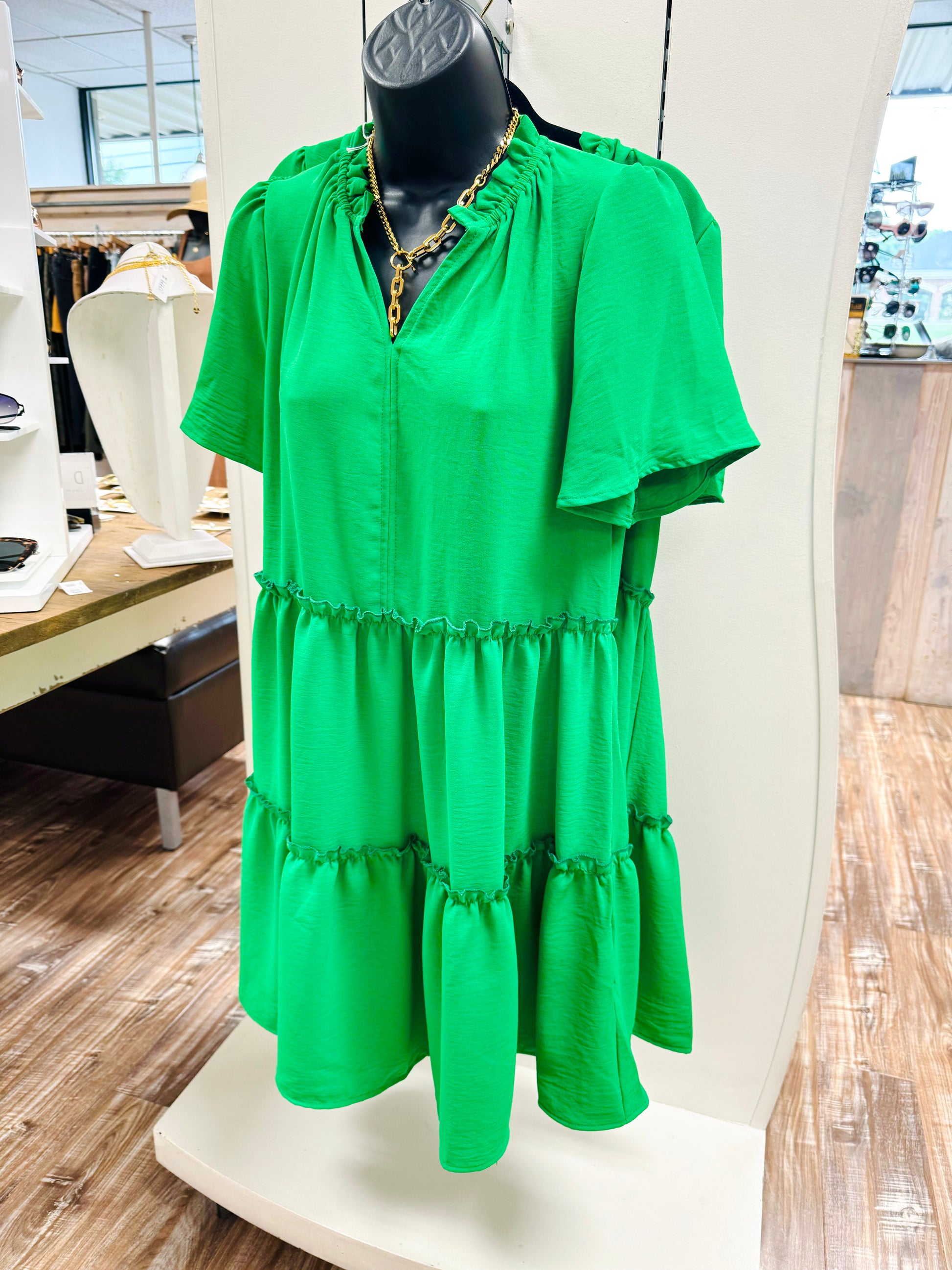 Green Tiered Dress – Glo Salon & Boutique