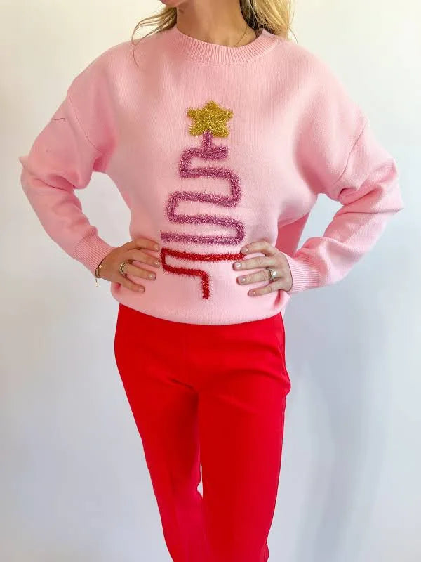 Sparkle Tree Patch Solid Sweater