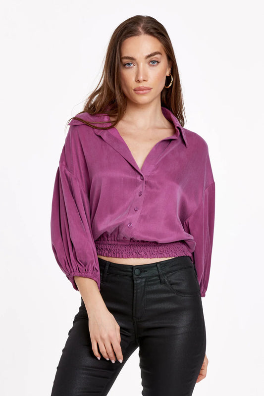 ZARIAH PUFF SLEEVE SHIRT DARK PURPLE