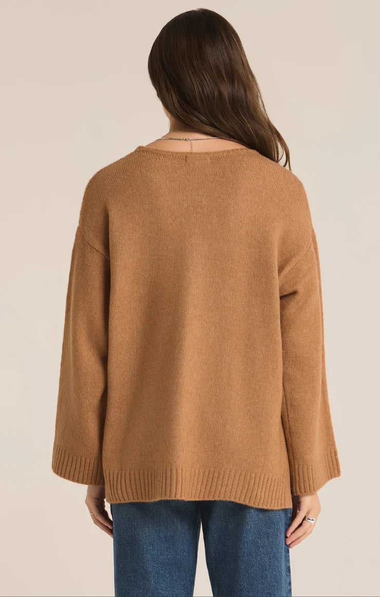 Modern V-Neck Sweater in Burro