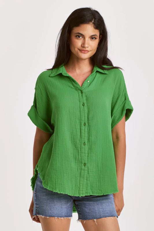 Lorelei Button Front Shirt - Green Flare