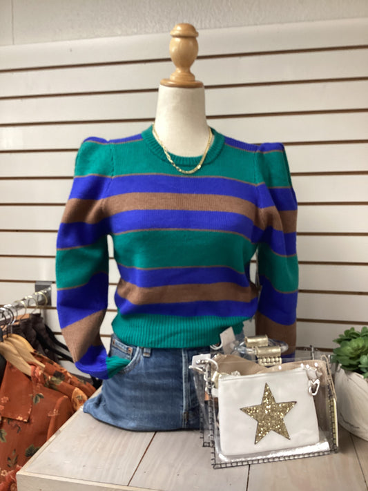 Blue Brown Striped Sweater