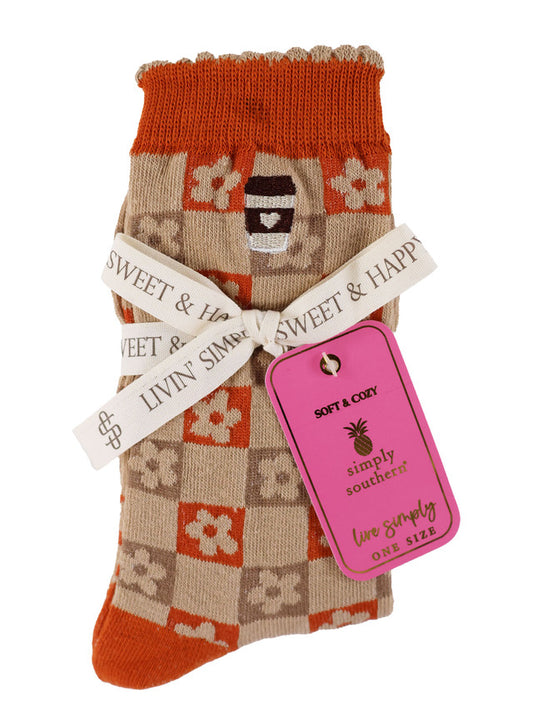 Simply Southern Orange Checkered socks