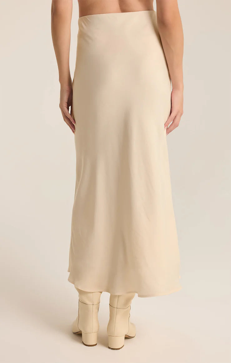 Europa Luxe Sheen Midi Skirt in Sea Salt