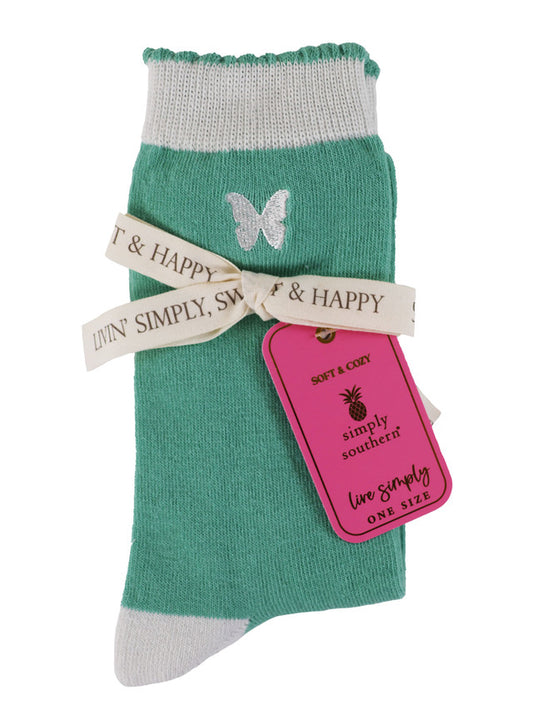 Simply Southern Green Butterfly Socks