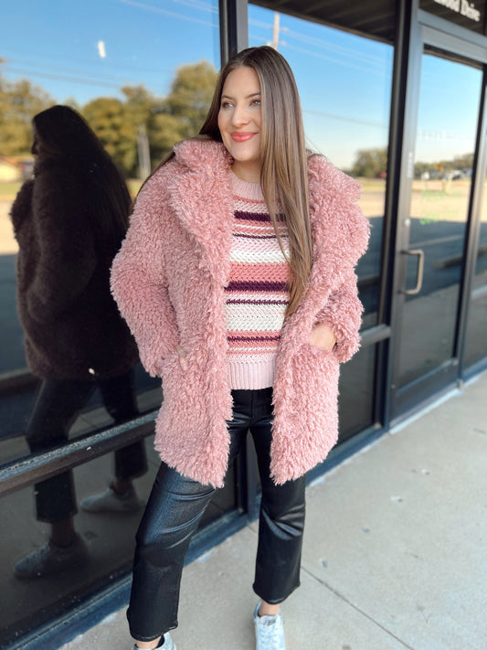 Pink Shaggy Coat