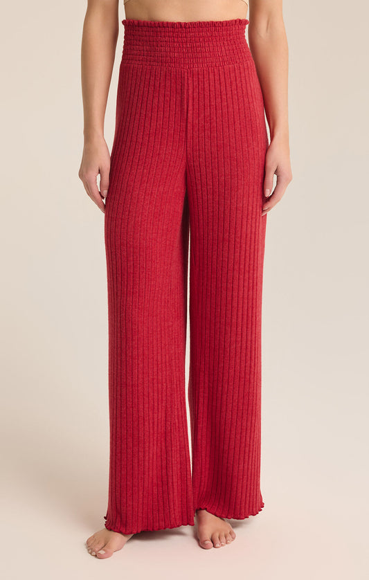 Dawn Smocked Rib Pants Haute Red