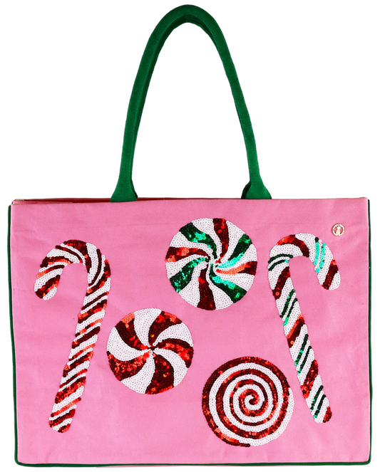 Simply Southern Sequin Candy Cane Tote