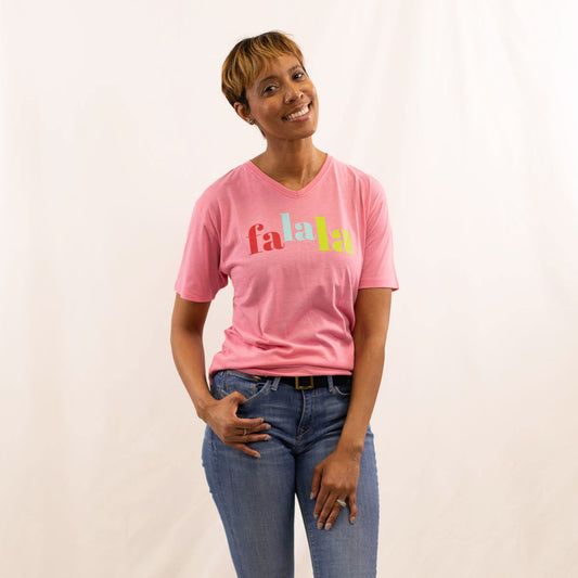 The Royal Standard FaLaLa V-Neck T-Shirt Pink