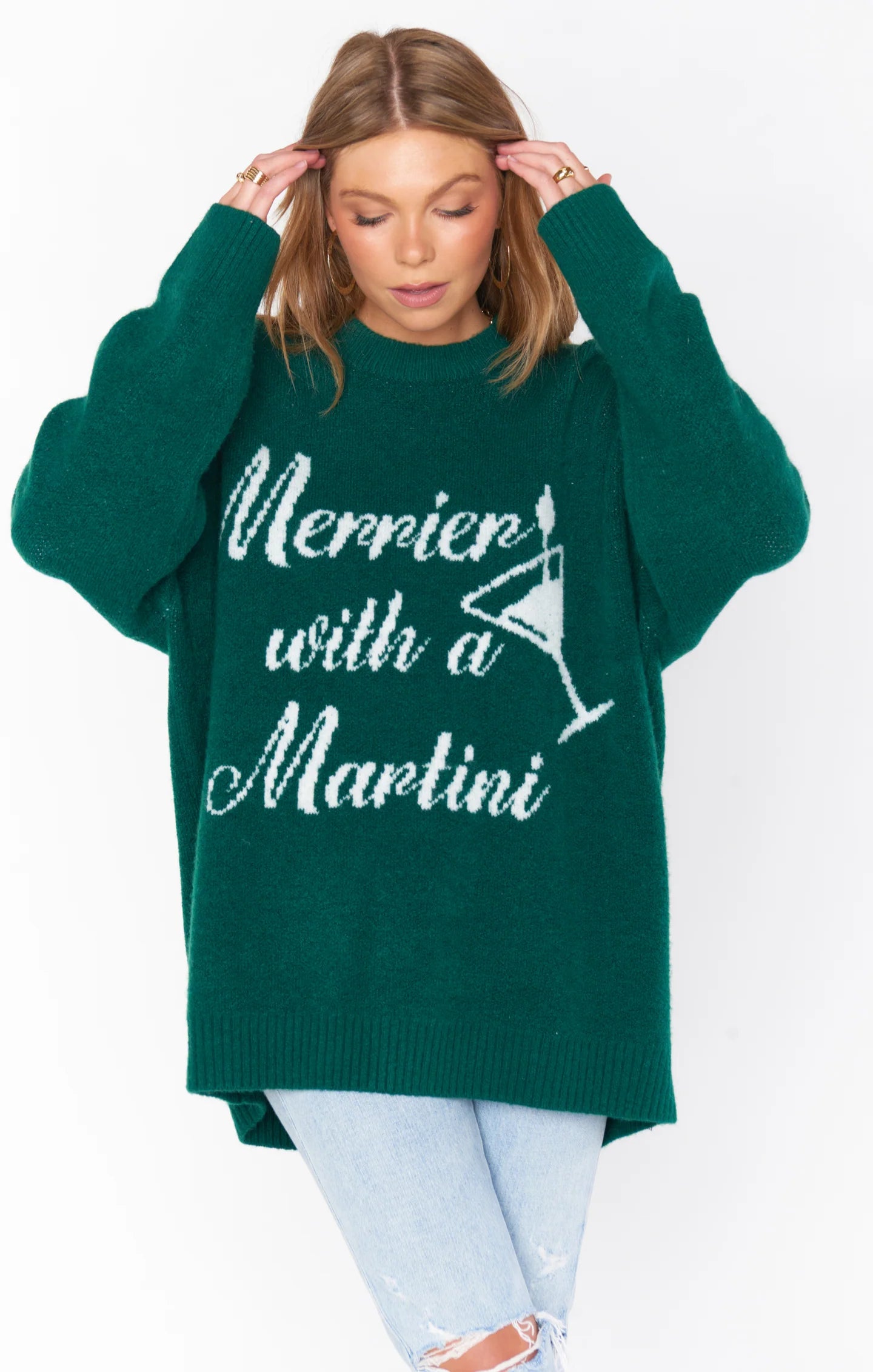 Classic Crewneck Sweater Martini Graphic Knit ￼