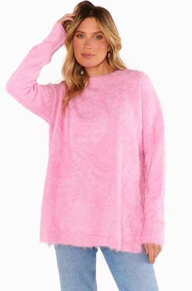 MUMU Bonfire Sweater- Pink Fuzzy Knit