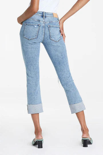 BLAIRE HIGH RISE CUFFED SLIM STRAIGHT GLASS BEACH JEANS