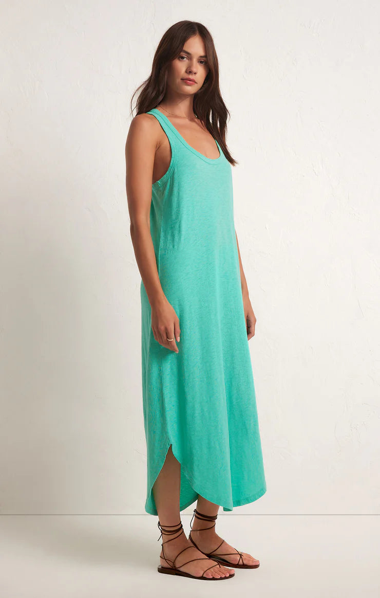 Easy Going Cotton Slub Midi Dress - Cabana Green