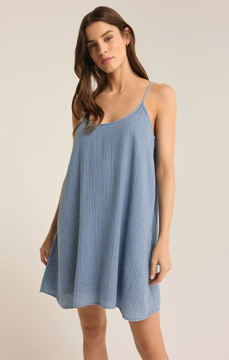 Shana Gauze Mini Dress - Deep Indigo