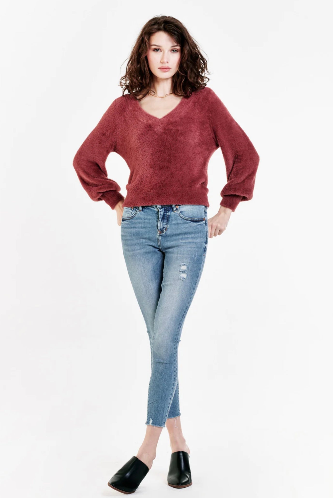 VALLI PLUSH SWEATER WITHERED ROSE