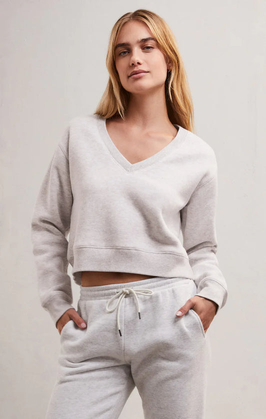 Light Heather Grey Skimmer V-Neck Sweatshirt