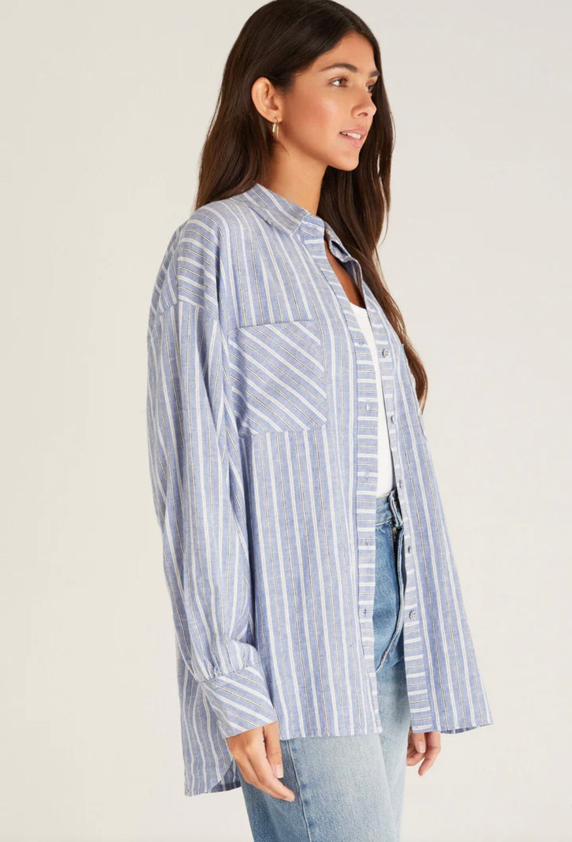 Z Supply NATALIA STRIPED BUTTON UP TOP